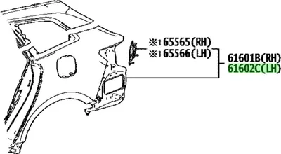 Obrázok produktu pre TOYOTA Corolla Ľavý zadný blatník 61602-02560 OE