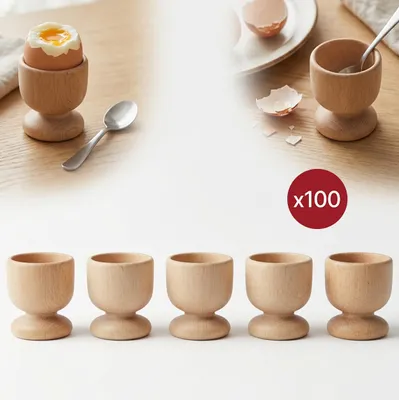 Zdjęcie produktu dla DREWNIANE Podstawki kieliszki pod jajko bukowe 100 sztuk