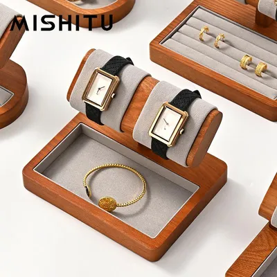 Produktbild von STUNQ® T-förmiger Schmuckständer aus Holz – Uhrenhalter & Aufbewahrungsständer für Armbanduhren und Armbänder