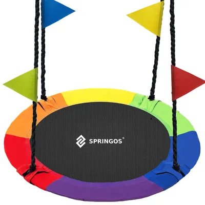 Produktbild von Springos® Gartenschaukel Nestschaukel XXL Storchennest Tellerschaukel Durchmesser 110 cm Outdoor Schaukel für Kinder und Erwachsene bis 150 kg