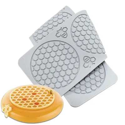 Image de Moulette en silicone avec 5 cavités, idéale pour réaliser des motifs d'abeilles et de ruches, parfaite pour les gâteaux, les cupcakes et les décorations