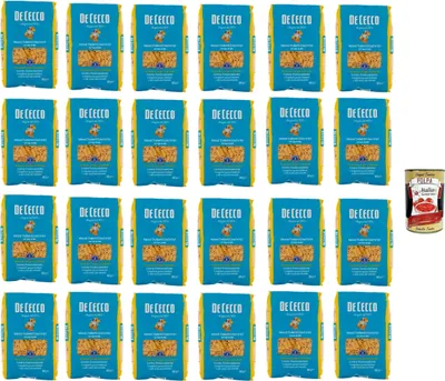 Produktbild von De Cecco Mezzi Tubetti Lisci N°63, 100% Italienisch Pasta Nudeln 24x 500g + Italian Gourmet Polpa 400g