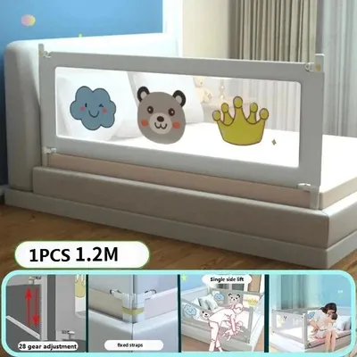 Image de Barrière de lit rabattable - 1,2 m - Métal - Réglable - Lavable - Protection anti-chute pour enfants
