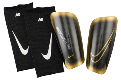 Produktbild von Nike - Herren/Damen Unisex Fußball-Schienbeinschoner "Mercurial Lite" PP5242 (XL) (Schwarz/Gold metallic)