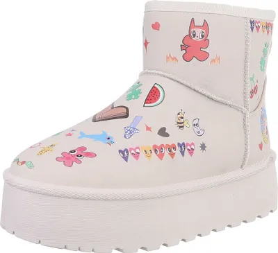 Produktbild von Ital-Design Damen Stiefeletten Plateaustiefeletten Warm gefüttert Lederoptik Snowboots 87214442 Beige Gr.  37