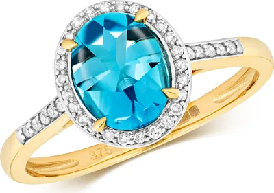 Produktbild von 9 Karat (375) Gold Cluster Damen - Diamant Ring Brillant-Schliff 0.12 Karat mit Topas, 49 (15.6); TRS10869RSJ