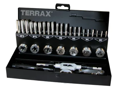 Image de TERRAX by RUKO Jeu d'outils de taraudage 31 pces HSS dans une cassette en tôle d'acier - A245013