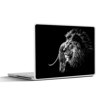Produktbild von MuchoWow® Laptop Aufkleber Sticker Cover Tiere - Wild - Löwe - Schwarz - Weiß 31x22.5 cm - Laptop-Deko