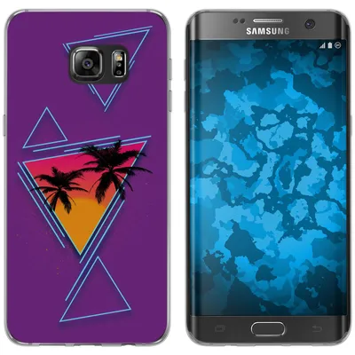Produktbild von PhoneNatic Case kompatibel mit Samsung Galaxy S7 Edge Silikon-Hülle Retro Wave Palmen M3