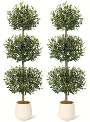 Produktbild von Olivenbaum-Kunstpflanze - Künstlicher Olivenbaum - Zimmerpflanze - Kunstbaum - Imitations-Olivenbaum - 2 Stück