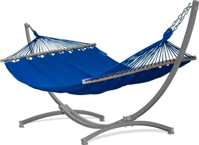 Produktbild von Potenza Outdoor Stabhängematte Hängematte mit Gestell für 2 Personen  I 100% Baumwolle Merida Doppelhängematte XXL 215x160, 200kg I Hängemattengestell 220kg, wetterfest