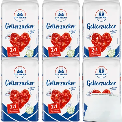 Produktbild von Diamant Gelierzucker 2:1 6er Pack (6x500g Packung) + usy Block