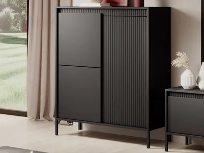 Produktbild von GrainGold Kommode Sorano - Kommode mit Türen - Sideboard, TV-Kommode - Kommode Schwarz