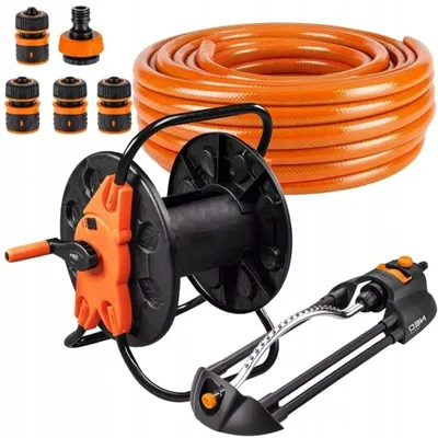 Produktbild von NEO TOOLS Gartenschlauch Set 20 m 1/2 Zoll mit Metall Schlauchwagen Oszillierender Rasensprenger 18 Düsen
