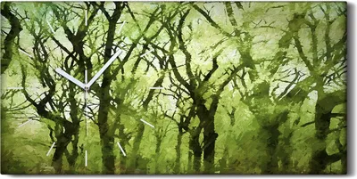 Produktbild von Küchenuhr Bürouhr Leinwand Uhr 60x30 Malerei Abstrakte Wald Bäume Zweige Kunst - weiße Hände