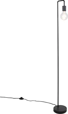 Produktbild von Qazqa Modern, Minimalistisch Stehleuchte, Stehlampe - Facil - Schwarz, max. 60W, Geeignet für LED, 145cm, Ideal als Wohnzimmerlampe