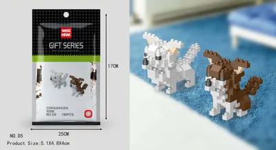 Produktbild von Chihuahua Hunde Figuren Bausteine Modell LNO Micro-Bricks
