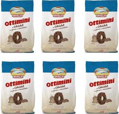 Produktbild von 6x Divella ottimini kakao biscuits 400g Italien cocoa cookies kuchen brioche