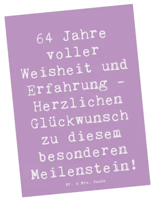 Produktbild von Mr. & Mrs. Panda Grußkarte Spruch 64. Geburtstag Weisheit - Lavendeltraum - Geschenk, Postkarte, Geburtstagsparty, Geburtstagsüberraschung, Ansichtskarten, unvergesslich