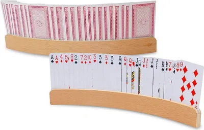 Produktbild von 2 Stück Kartenhalter, Spielkartenhalter, Freisprech Kartenständer, Kartenhalter Holz 33 cm