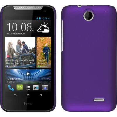 Produktbild von PhoneNatic Case kompatibel mit HTC Desire 310 - Hülle lila gummiert Hard-case + 2 Schutzfolien