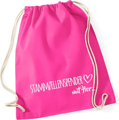 Produktbild von Huuraa Turnbeutel Stammzellenspender mit Herz 12 Liter Fuchsia Baumwolle Rucksack Geschenkidee