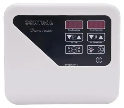 Obrázok produktu pre Parový generátor pre domácu saunu – Nástenný saunový kachľový ohrievač – Externé digitálne ovládanie – 3–9 kW, 220 V – Biela