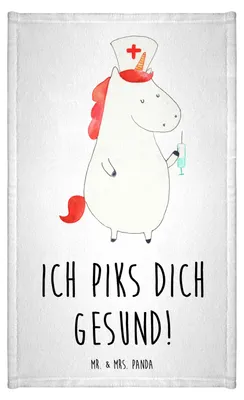 Produktbild von Mr. & Mrs. Panda Handtuch Einhorn Krankenschwester - Weiß - Geschenk, Kleines, Krankenpfleger, Ärztin, Frotteetuch, Baumwollhandtuch, Krankenpflegerin, Gästetuch, Unicorn