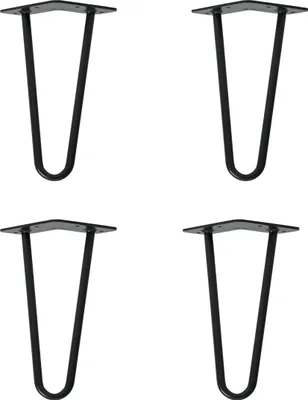 Obrázok produktu pre Prírodný tovar Berlin HAIRPIN Nohy, nožičky na vlasy, nábytkové nohy, stolové nohy, čierne, 20 cm, 2 vzpery, 4 kusy