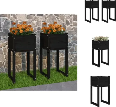 Produktbild von vidaXL Pflanzkübel 2 Stk. Schwarz 40x40x81 cm Massivholz Kiefer -  Blumentöpfe & Pflanzgefäße