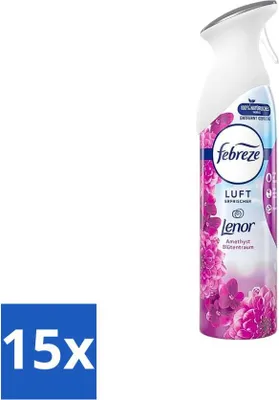 Produktbild von Febreze Amethyst Raumspray – Frischer Blumenduft – 300 ml - Vorteilspack - 15 Stücke