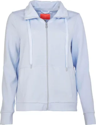 Produktbild von Blue Flame Damen Sweatjacke mit Stehkragen - Unifarbene Freizeitjacke mit Reißverschluss in Lichtblau Größe M