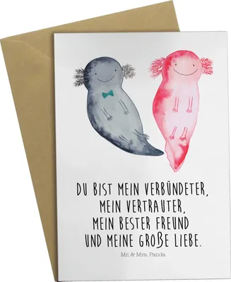 Produktbild von Mr. & Mrs. Panda Grußkarte Axolotl Freundin - Weiß - Geschenk, Liebe, Grußkarten, vatertagskarte, Axolot, einladungskarten, Valentinstag, osterkarten, osterkarte