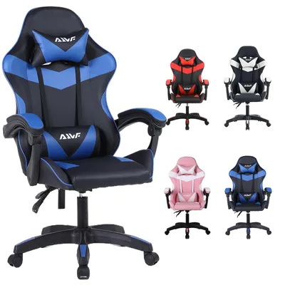 Obrázok produktu pre Herná stolička – Ergonomická kancelárska stolička – Bedrová opierka – Pamäťová pena – Umelá koža – Vysoká, čierna