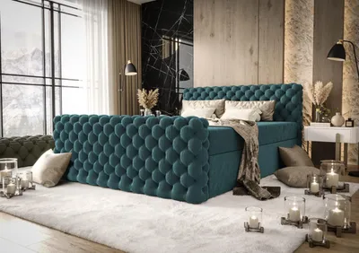 Produktbild von Figo IV B&B Home Boxspringbett Figo IV, 160x200 cm, Hellblau, ruhige Formensprache und wohnliche Ausstrahlung für moderne und klassische Schlafzimmer