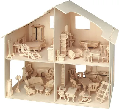 Immagine prodotto di Pebaro Donau Elektronik, Casa di bambole 3D con mobili, dimensioni 30 x 30 x 30 cm