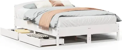 Produktbild von vidaXL Massivholzbett ohne Matratze Weiß 120x190 cm Kiefernholz