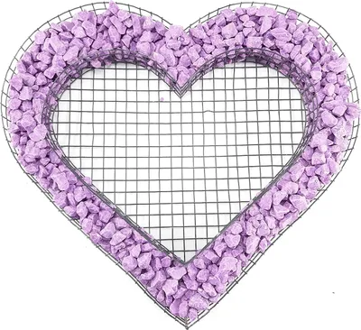Produktbild von Herz Gitter Grabschmuck Grabgestaltung Gartendekoration mit Buntsteinen Glassteinen Natursteinen Füllart: Buntsteine Farbe Steine: Viola