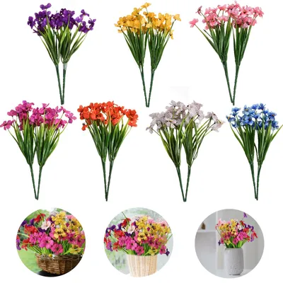 Kunstblumen-Set 14 Stück, 7 Farben, 33 cm, für Balkon & Garten