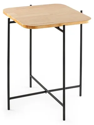 Image de Table basse dappoint en bois et métal noir et naturel 46 x 56 x 46 cm