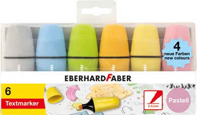 Zdjęcie produktu dla EBERHARD FABER 551413 EBERHARD FABER Pastell Mini Textmarker farbsortiert, 6 St.