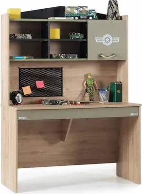 Produktbild von Schreibtisch CAMP olivgrün 120x170x60 cm mit 4 Fächern, Klapptür und 2 Schubladen
