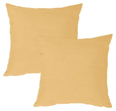 Produktbild von Kissenbezug 2er Set gelb 40x40 cm Struktur Leinenoptik Kissenhülle Deko Kissen