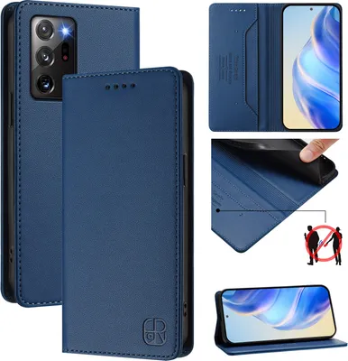 Immagine prodotto di Custodia in pelle per Samsung Galaxy Note 20 Ultra, flip case con slot per carte, portafoglio e supporto Blu