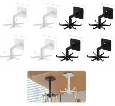 Produktbild von Set von 8 drehbaren 360° Küchenutensilienhaltern, ohne Bohren, Aufbewahrung, Haken für Küchenutensilien