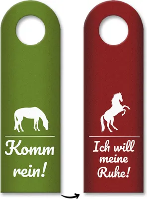 Produktbild von Komm rein - Ich will meine Ruhe Türhänger in Rot und Grün mit Pferd Motiv Büro