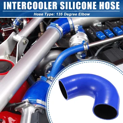 Image de Universel 70mm 2.76" ID 135 Degré Voiture Coupleur Silicone Tuyau Bleu