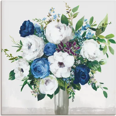 Produktbild von ARTland Leinwandbild Weiß-Blaue Symphonie Größe: 100x100 cm