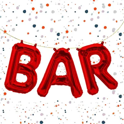 Produktbild von Folienballon Schriftzug Bar, Rot, ca. 40 cm für Luftbefüllung