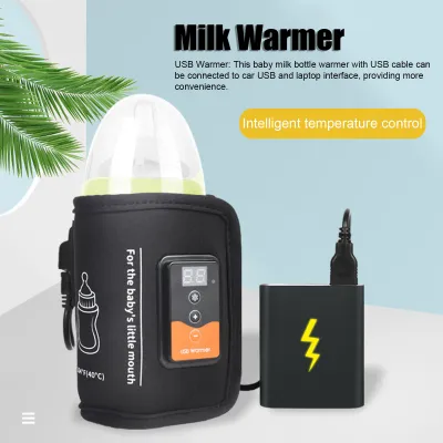 Zdjęcie produktu dla Podgrzewacz do mleka, USB, wielofunkcyjny, regulowany, LCD, inteligentne sterowanie, przenośna butelka do użytku domowego, podróży, czarny, typ C z regulatorem temperatury